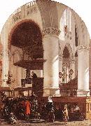 WITTE, Emanuel de Interior of the Oude Kerk at Delft during a Sermon Norge oil painting reproduction